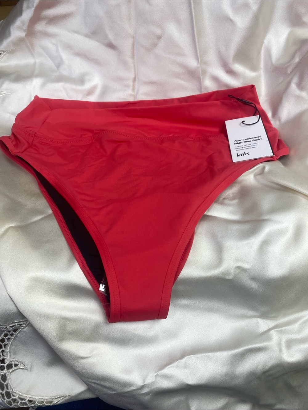 knix High-Waist Swim Bottoms in Bright Red